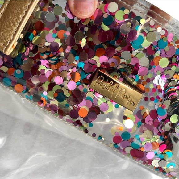 Packed Party Little Bit of Party Kids Tote Clear Confetti Glitter Gold Handles - Picture 2 of 7
